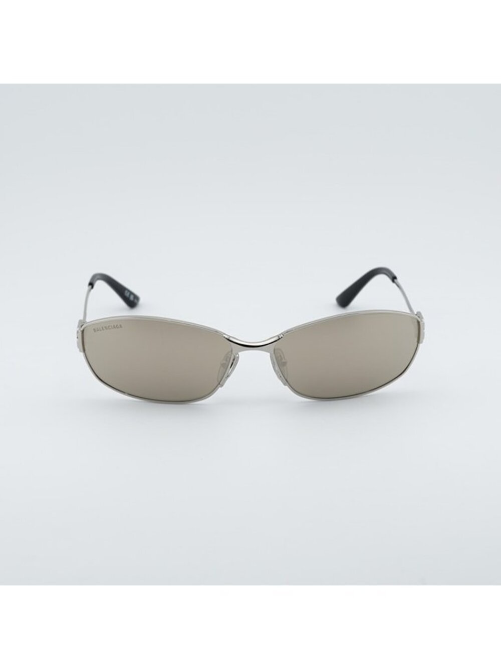 Balenciaga BB0336S 006 Unisex Sunglasses Silver Oval Frame, Mirror Lenses - Picture 7 of 11